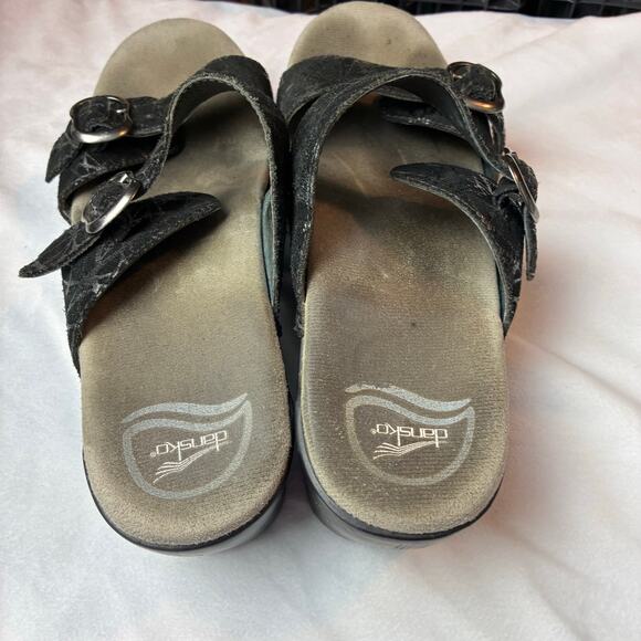 Dansko Sophie Slide Leather Slip On Sandals Women 39 8.5-9 Sparkle Buckle Cobweb - Picture 2 of 12